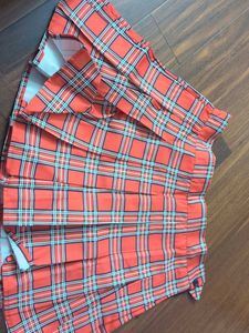 Red Plaid Pleated Skirt