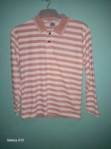 Striped Long Sleeve Polo Tshirt
