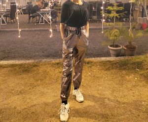 Copper Metallic Joggers For Women Party Wear