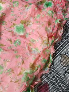New Light Pink Floral Full Flair Skirt