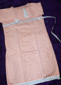 Peach Embroidered Kurti Fabric