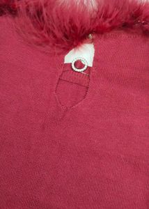 Maroon Feather Trim Top