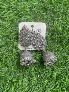 oxidised /silver earrings big size jhumka