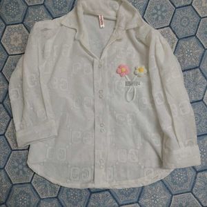 White Mesh Sheer Shirt