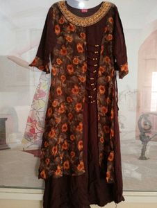 Brown Floral Tunic Dress