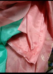 pink &amp; green embroidery dress material