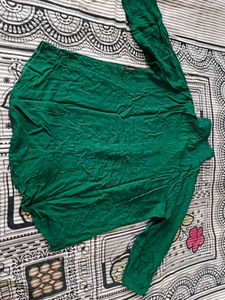 Dark Green Shirt Style Top