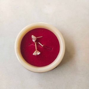 22C Pure Gold Round Dimond Stud Earrings