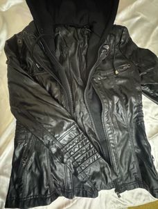 Leather Jacket With Hoodie