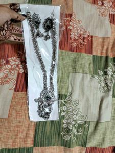 Silver Oxidized Necklace &amp; Earring Set