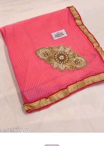 Pink &amp; Gold Embroidered Saree