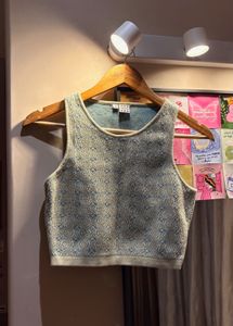 Vegnonveg Knit Mint Green Crop Vest