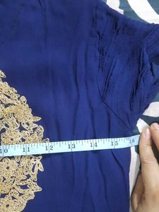 Embroidered Navy Blue Kurti