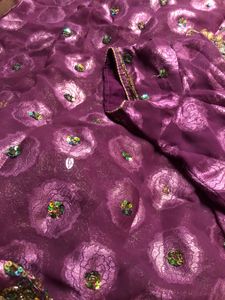 Heavy Embroidered Purple Saree With Blouse