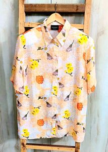 Light Orange Printed Shirt Size-42