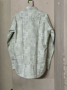 Olive Green Patterned Long Sleeve Button Down