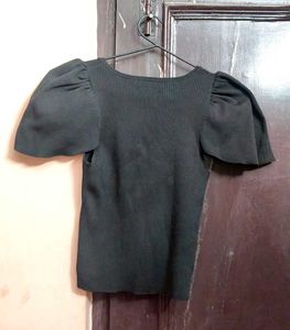 Striped Black Puff Sleeve Top from Reserved