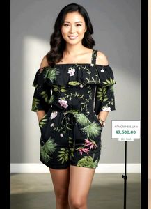 Floral Print Mesh Top Romper