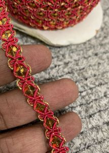 50% Clearance Sale Pink Thin Lace Border