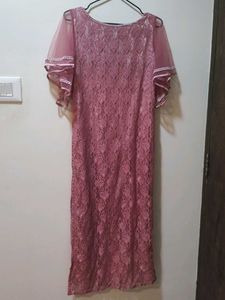 Elegant Mauve Lace Dress