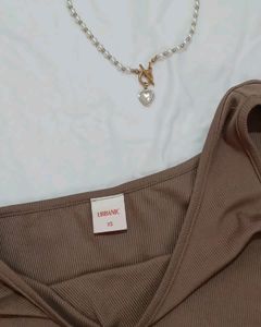 Urbanic Brown One Shoulder Crop Top
