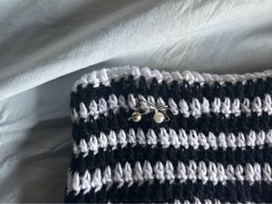 White Black Cat Ear Beanie