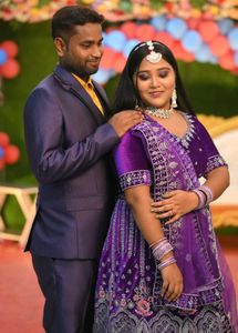 (Couple Set)Bridal Velvet Lehenga & 3 Suit Se
