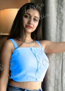 Sky Blue Button Crop Top