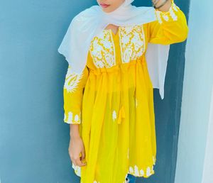 Yellow Embroidered Kurta