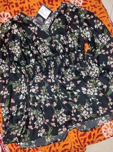 Black floral peplum top