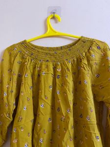 Floral Mustard Yellow Stylish Top