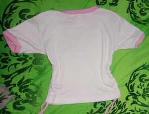 Hello Kitty Y2K Crop Top / black and white striped