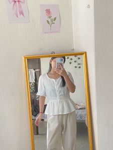 White Peplum Top