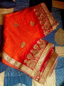 Elegant Red &amp; Orange Saree