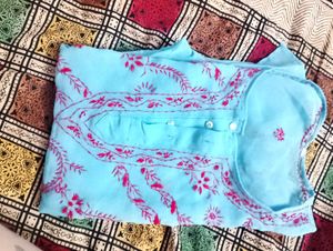 Blue Embroidered Kurta
