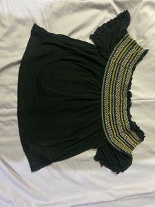 Western Black Viscose Regular Fit Top