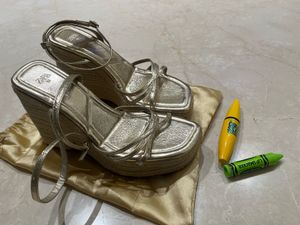 Zara Gold Wedge High Heels