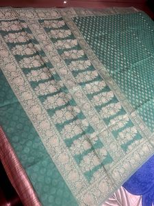 Sea Green Woven Design Banarasi Saree