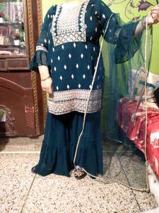 Elegant Teal Embroidered Kurta Set