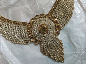 Beautiful Golden Necklace Set With Earrings