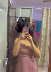 Pink Ruffle Trim Mini Dress