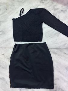 Combo Zudio Top And Sequin Short Skirt