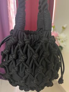H&amp;M  Black Macrame Bucket Bag