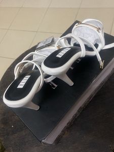 ELLE White Heeled Sandals - Size 6