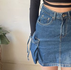 Denim Mini Cargo Skirt