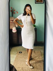 Elegant White Knit Dress