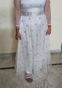 Elegant White Ethnic Gown