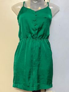 Pintrest Silk Emerald Green Romper