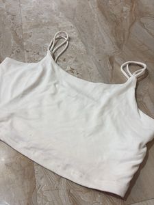 White Cute Crop Top With Nettop 🤍