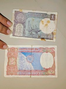 1 And 2 Rs. Note From India